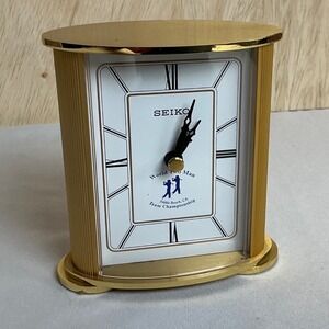 Vintage Seiko Desk Brass Desk Clock Vintage Collectible Gift 2-Man Championship